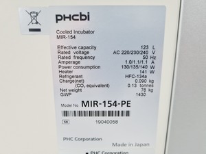 Thumbnail image of PHCBI Cooled Incubator MIR-154-PE Lab