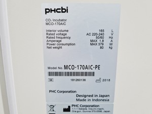 Thumbnail image of PHCBI CO2 Incubator Model MCO-170AIC-PE Lab