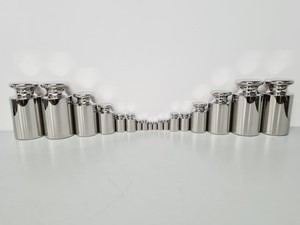 Thumbnail image of 18 x Sartorius Calibration Weights 10Kg, 5Kg, 2Kg, 500g, 100g, 50g Lab