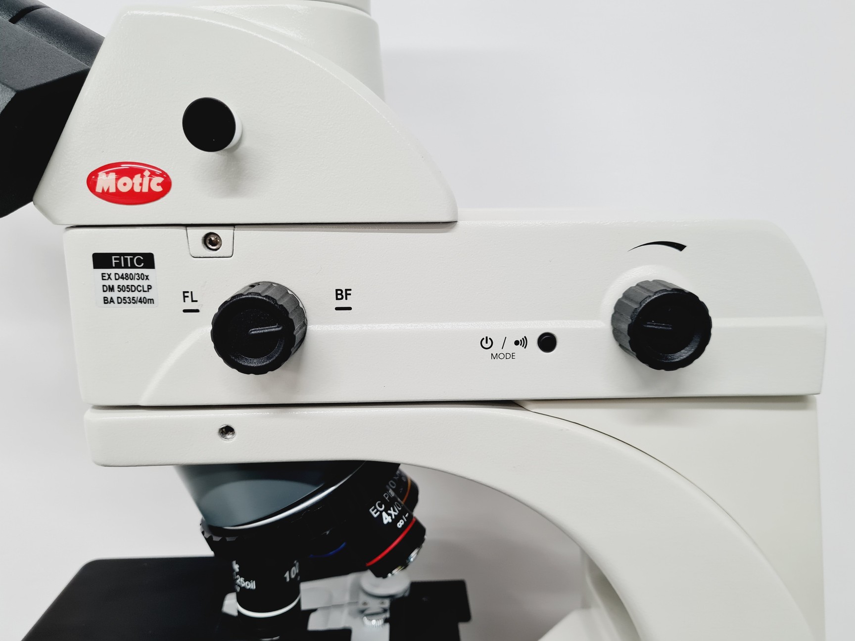 Image of Motic BA310E Fluorescence Microscope w/ 4 x Objectives Motic 100X/1.25 oil Lab 