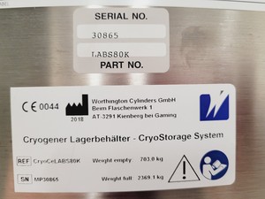 Thumbnail image of Worthington LABS-80K Cryogenic Vessel With Full Racking Lab