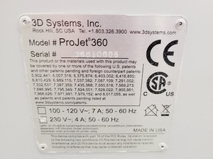 Thumbnail image of 3D Systems Monochrome ProJet 360 3D Printer Floor Standing w/ Consumables Lab