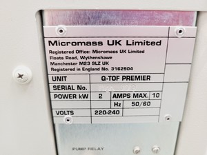 Thumbnail image of Waters Micromass Q-TOF Premier Mass Spectrometer System Lab Spares/Repairs