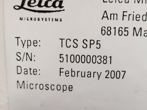Thumbnail image of Leica  DMI6000CS  CTR 6000 TCS SP5 Laser Scanning Confocal Microscope System Lab