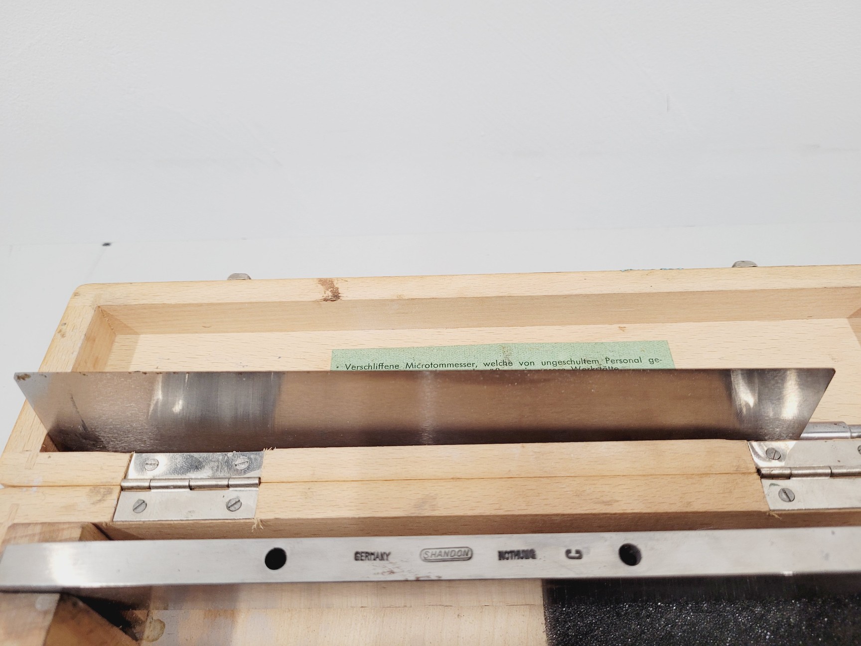Image of Job Lot of 13 Vintage Microtome Knives With Sharpening strops and Whetstones