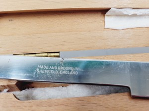 Thumbnail image of Job Lot of 13 Vintage Microtome Knives With Sharpening strops and Whetstones