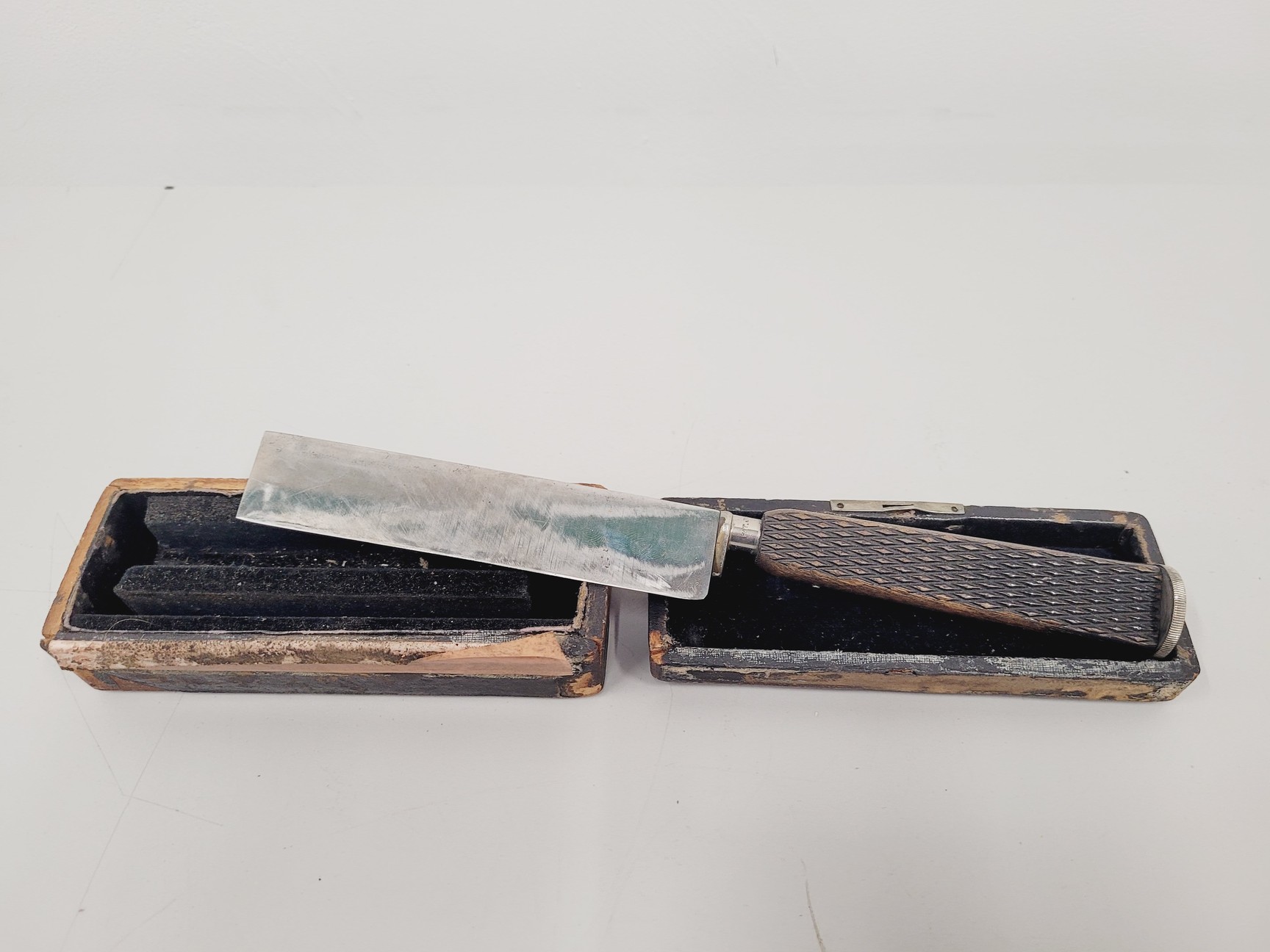 Image of Job Lot of 13 Vintage Microtome Knives With Sharpening strops and Whetstones