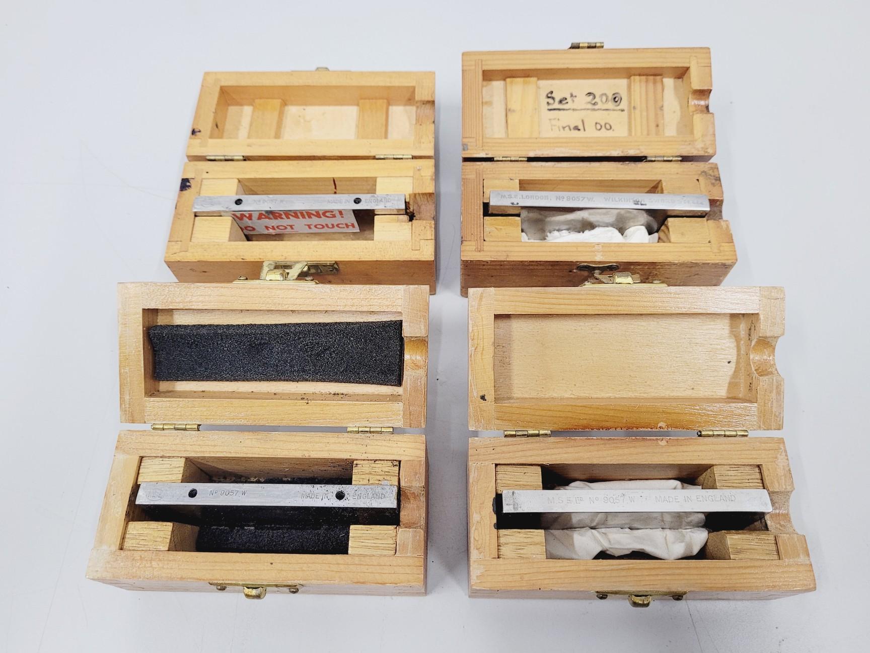 Image of Job Lot of 13 Vintage Microtome Knives With Sharpening strops and Whetstones