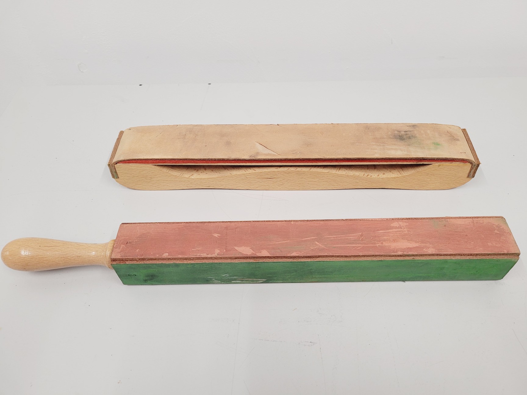 Image of Job Lot of 13 Vintage Microtome Knives With Sharpening strops and Whetstones