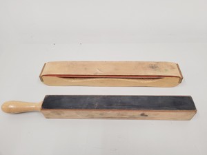 Thumbnail image of Job Lot of 13 Vintage Microtome Knives With Sharpening strops and Whetstones