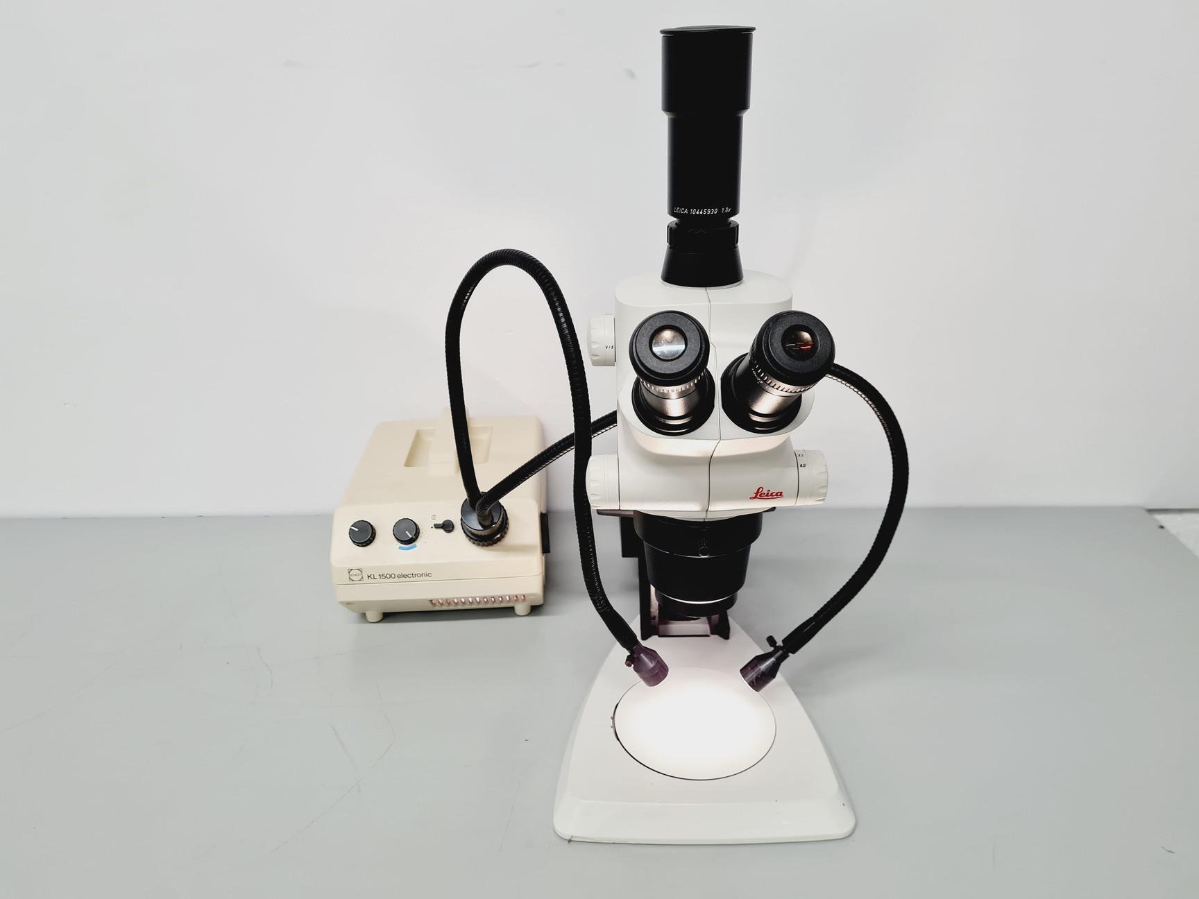 Image of Leica S 6D Stereo Microscope 6.3x-40x Leica L2 Lightbox and Schott KL 150 Lab