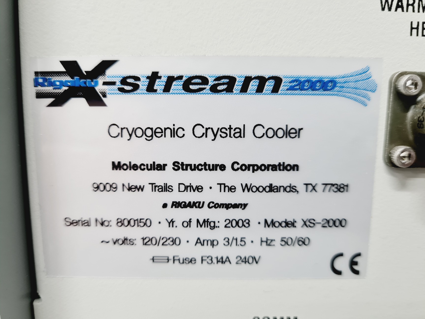 Image of Rigaku X-Stream 2000 Cryogenic Crystal Cooler System CP830, XS-2000 Lab