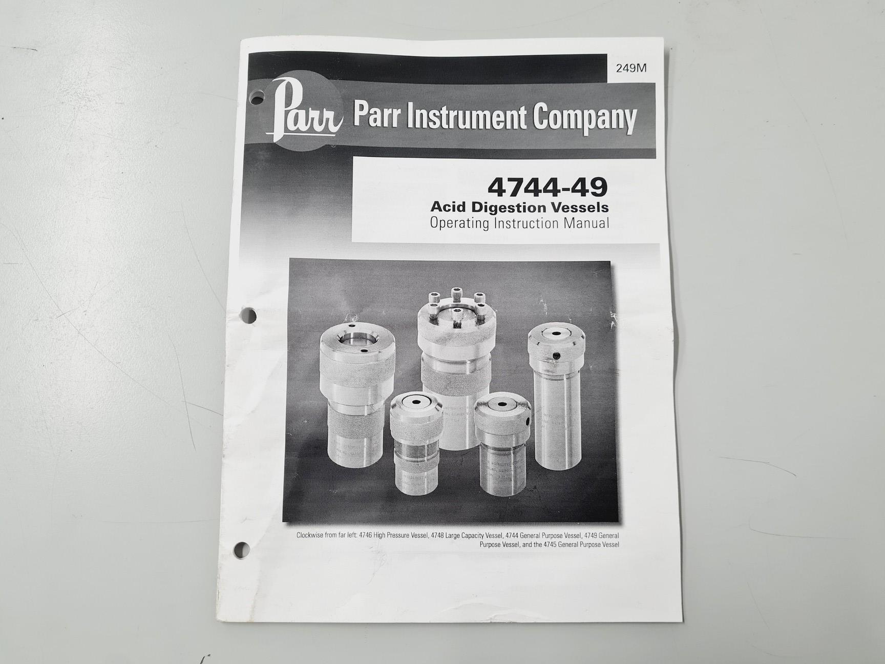 Image of 6 x Parr 4744-49 Acid Digestion Vessels Lab