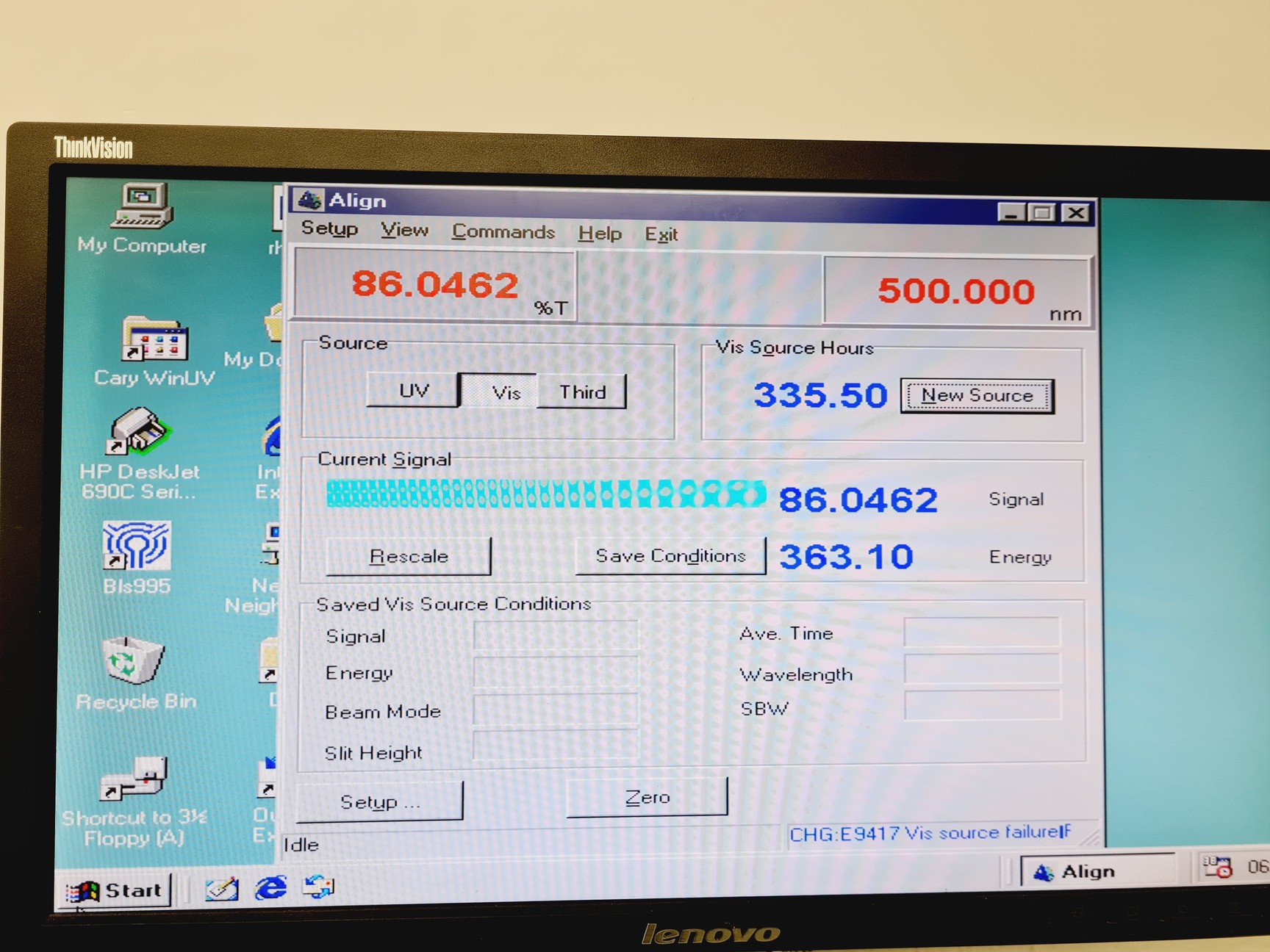 Image of Varian Cary 500 UV-VIS-NIR Spectrophotometer w/ Software (Spares/Repair) Lab