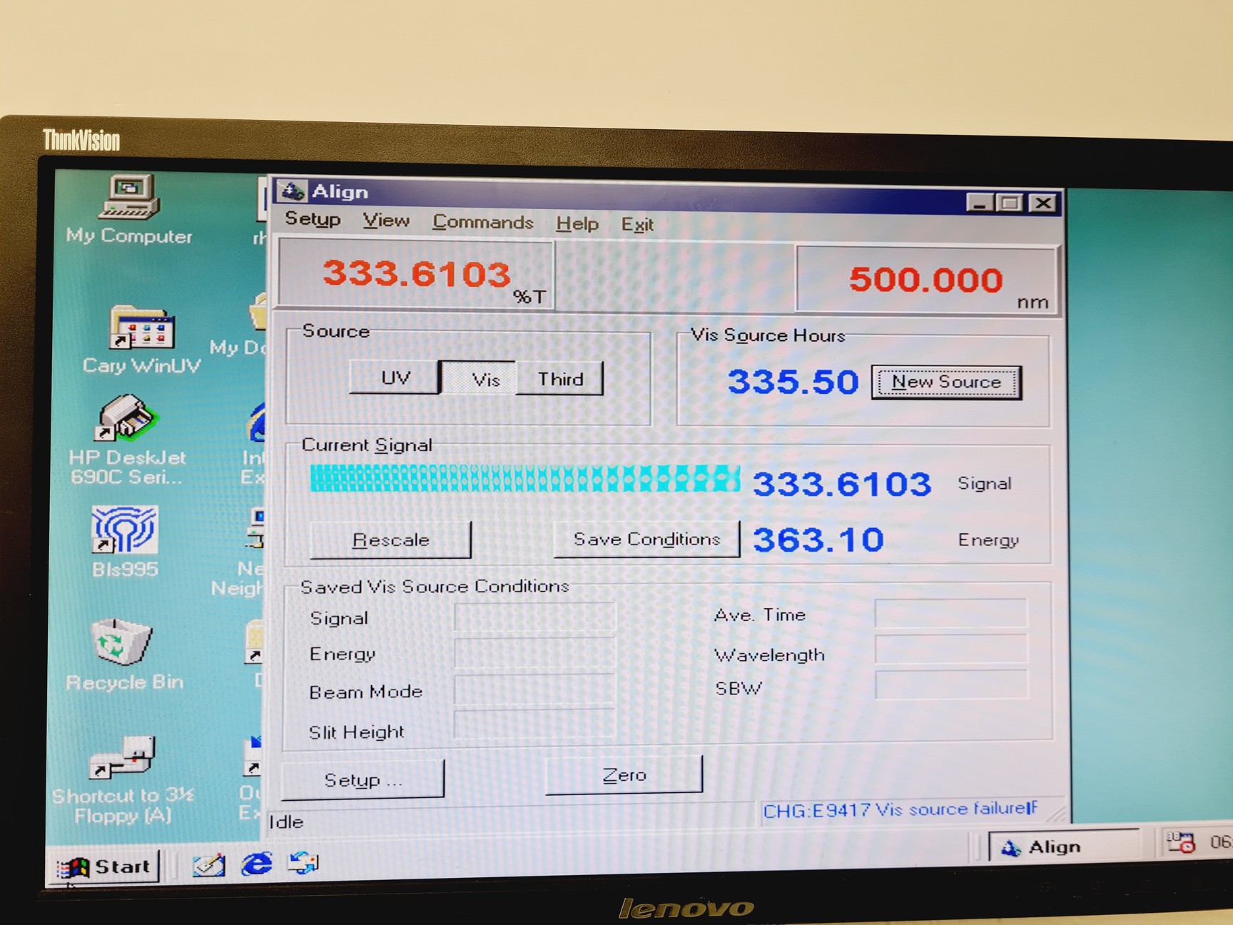 Image of Varian Cary 500 UV-VIS-NIR Spectrophotometer w/ Software (Spares/Repair) Lab