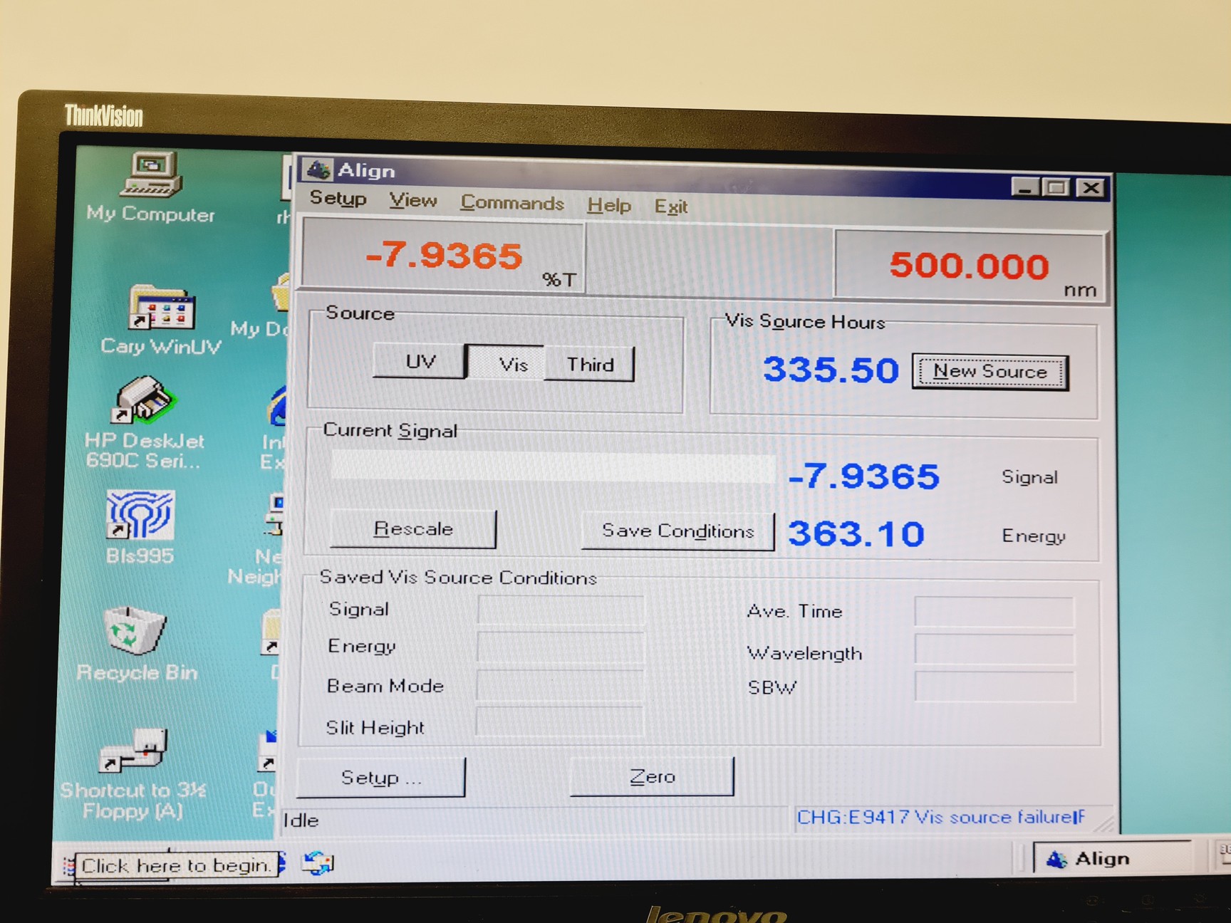 Image of Varian Cary 500 UV-VIS-NIR Spectrophotometer w/ Software (Spares/Repair) Lab