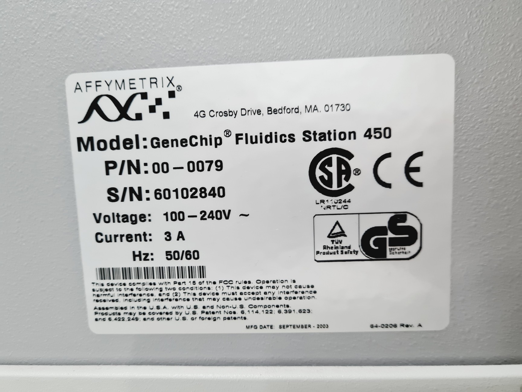 Image of Affymetrix GeneChip Scanner 3000 System with 4 x Affymetrix Fluidics Station 450