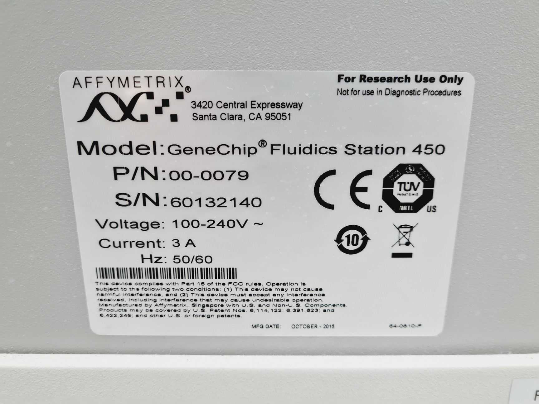 Image of Affymetrix GeneChip Scanner 3000 System with 4 x Affymetrix Fluidics Station 450