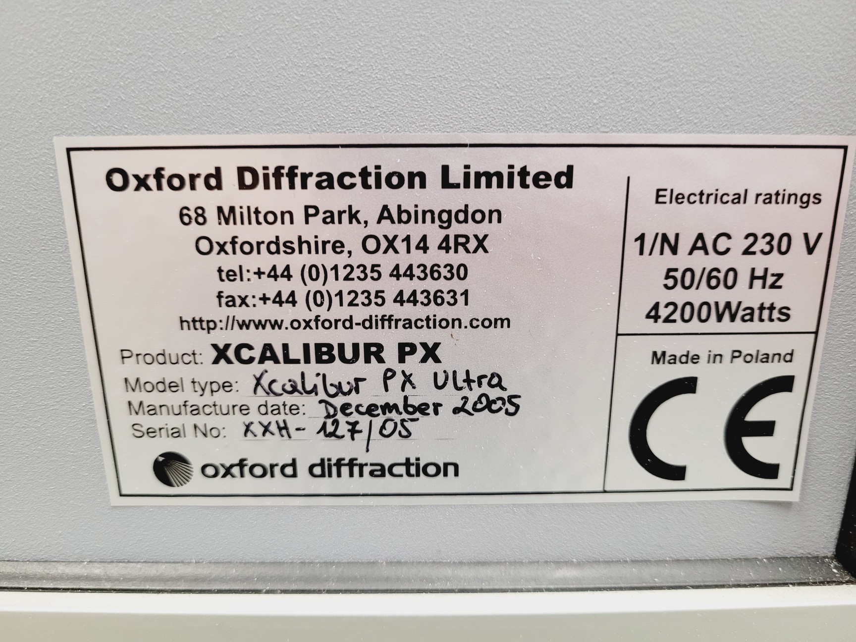 Image of Oxford Diffraction Xcalibur PX Ultra Crystal Diffraction XRD lab Spares/Repairs