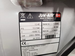 Thumbnail image of Jun-Air Model 6 Silent Air Compressor 12-40  40 Litre Receiver Tank Lab