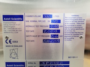 Thumbnail image of Astel Scientific ASB300 Floor Standing Autoclave 330 Litres Lab