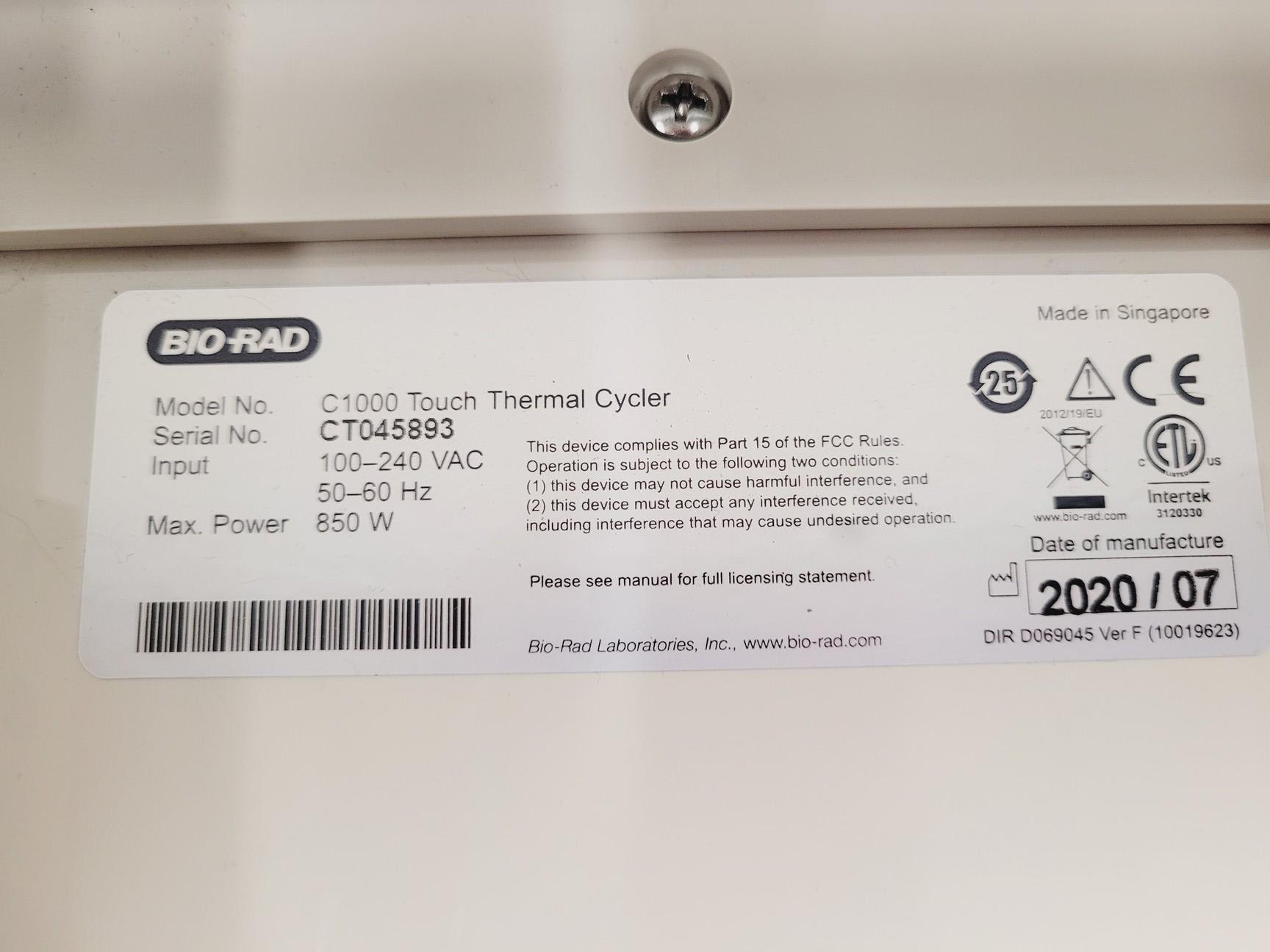 Image of Bio-Rad C1000 Touch Thermal Cycler and CFX96 Optics Module with Reaction Module