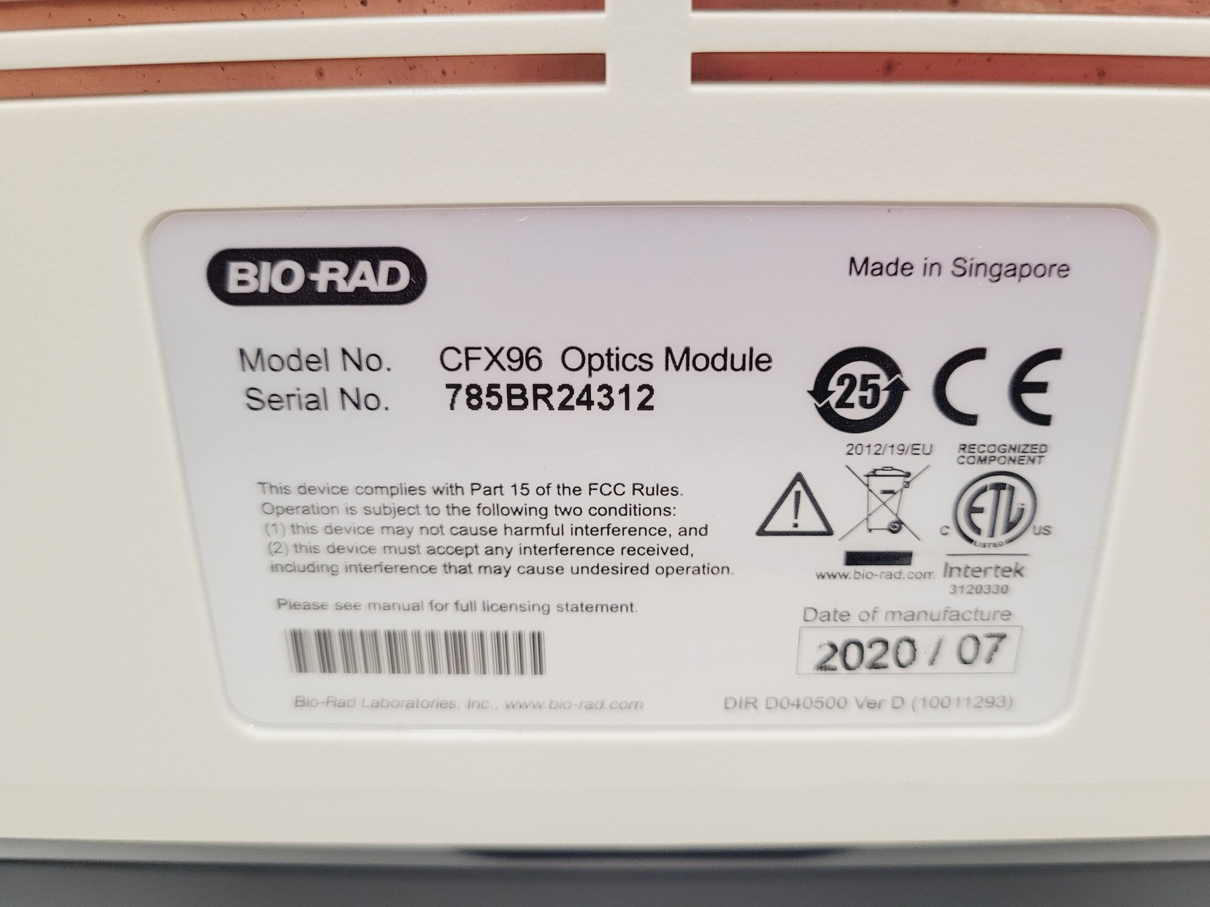 Image of Bio-Rad C1000 Touch Thermal Cycler & CFX96X Optics Module w/ Reaction Module Lab