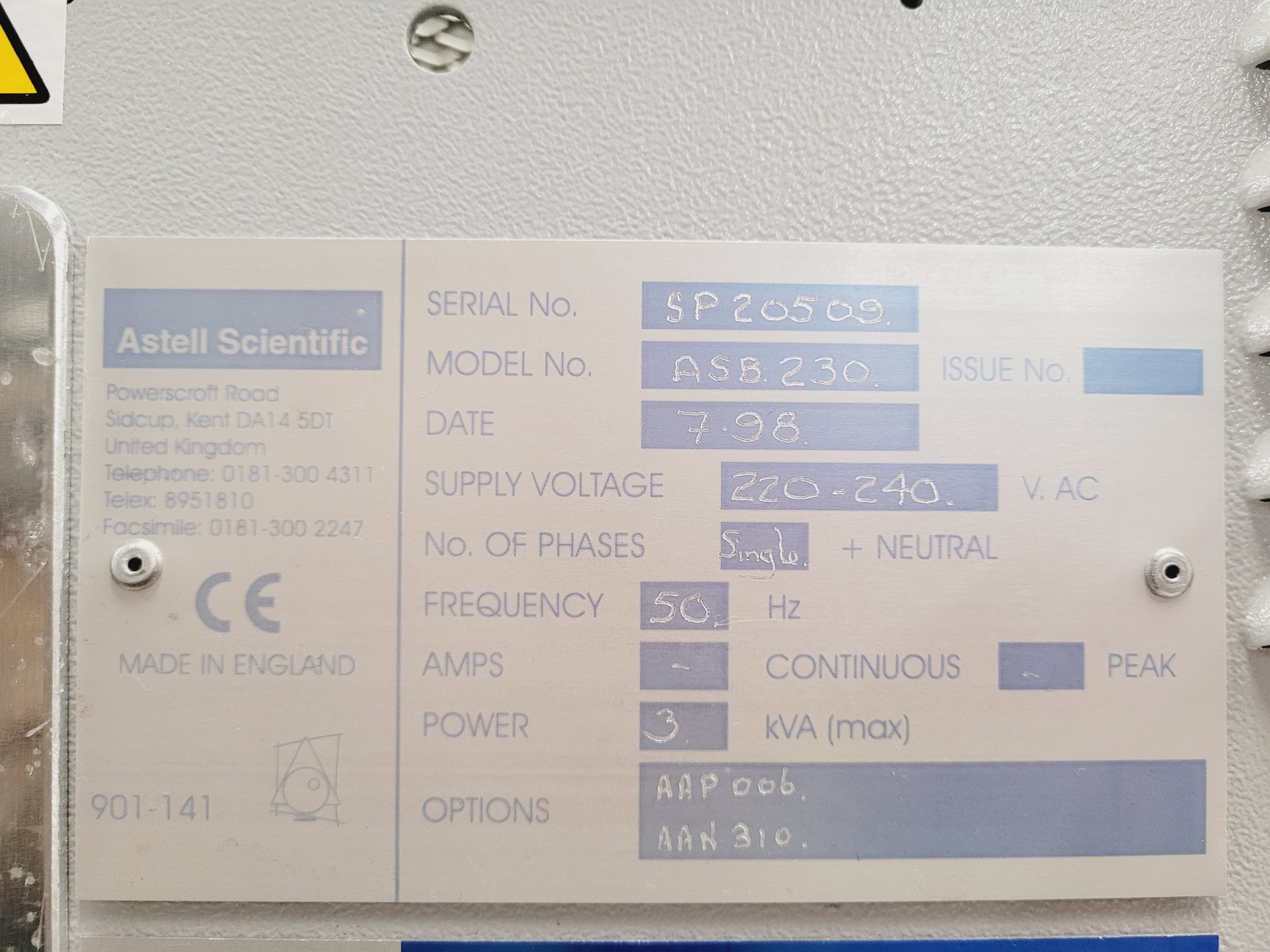 Image of Astell Scientific ASB 230 Autoclave Lab