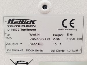 Thumbnail image of Hettich Rotanta 460R Refrigerated Benchtop Centrifuge w/ Swing Bucket Rotor Lab