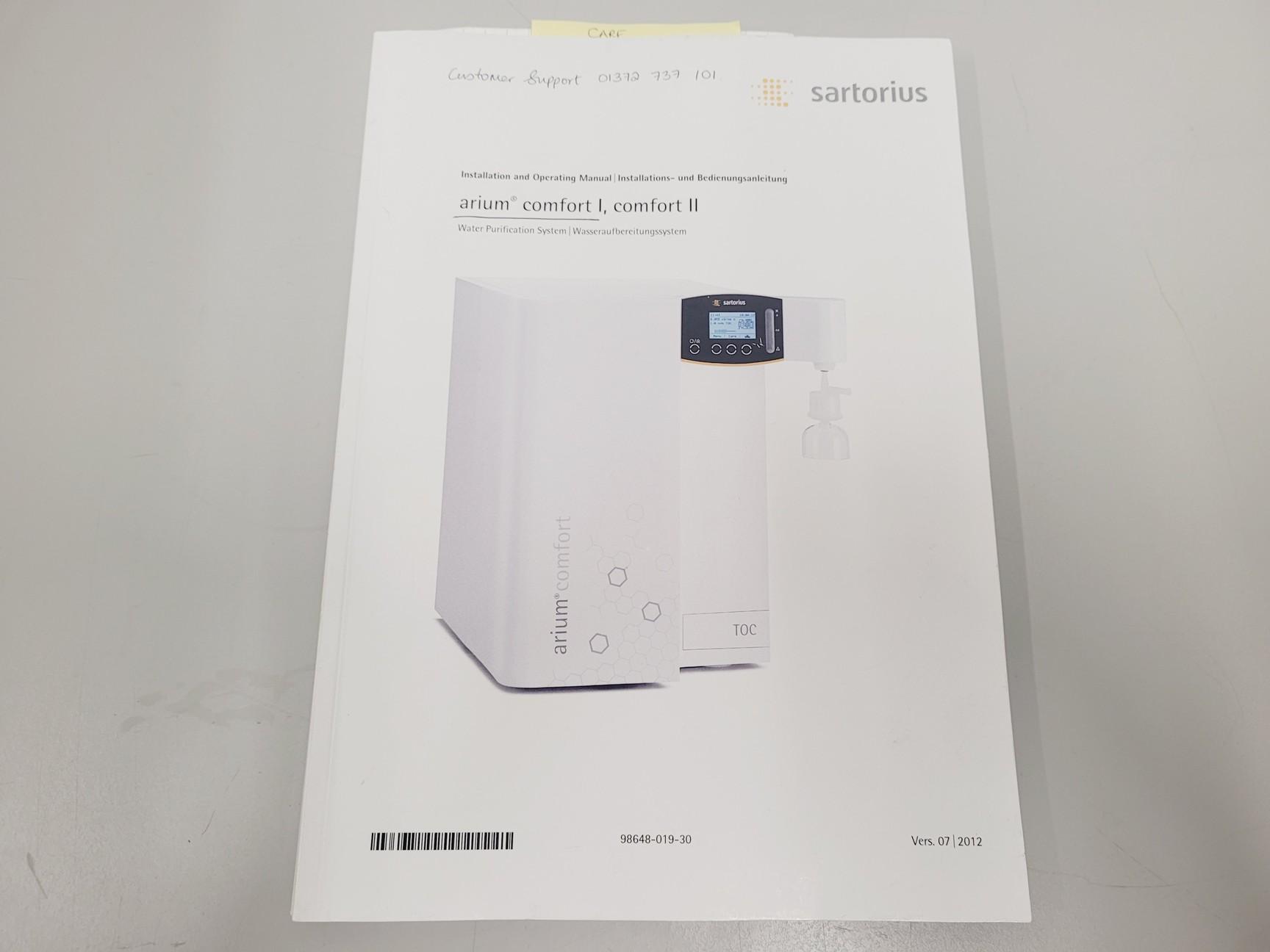 Image of Sartorius Arium Comfort 1 Water Purification System Model H20-1-2-TOC-T