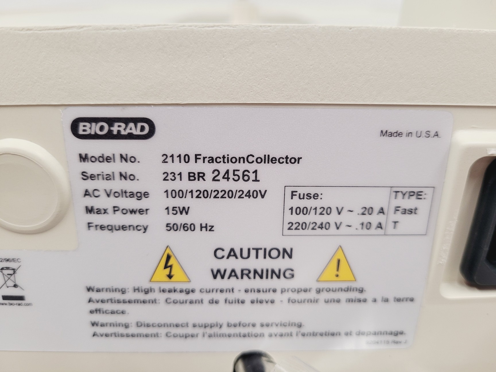 Image of New Bio-Rad 2110 Fraction Collector FPLC Lab