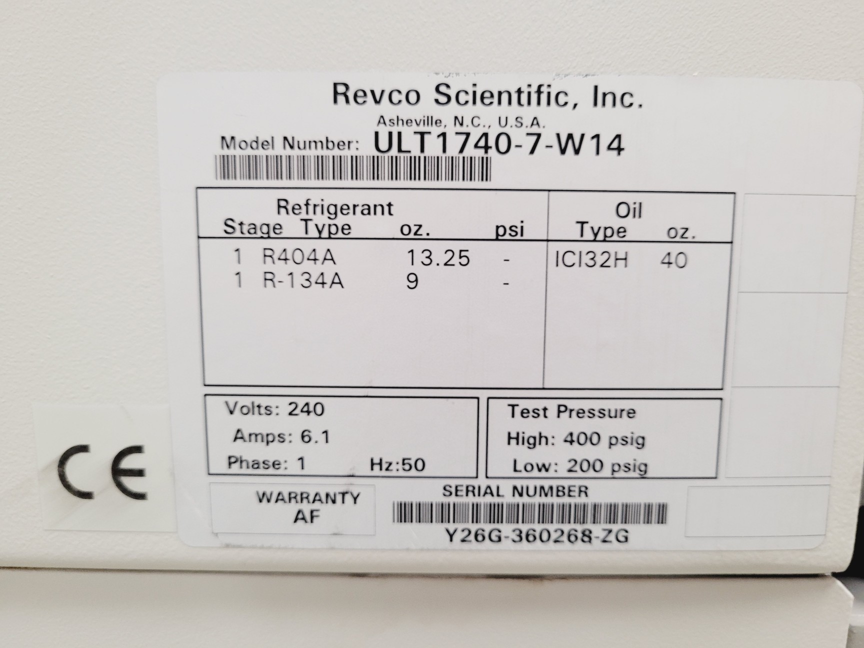 Image of Revco Scientific ULT1740-7-14 Laboratory -40˚C Freezer Lab