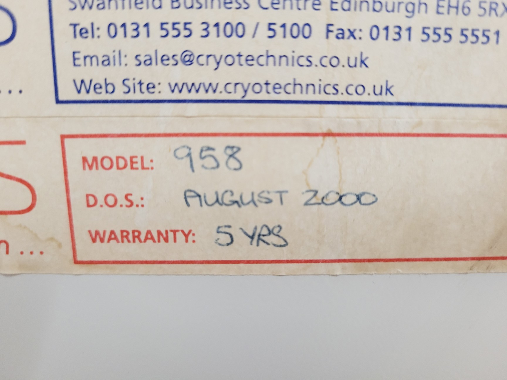 Image of Forma Scientific Cryotechnics 958 Laboratory Chest  -86˚C Freezer Lab