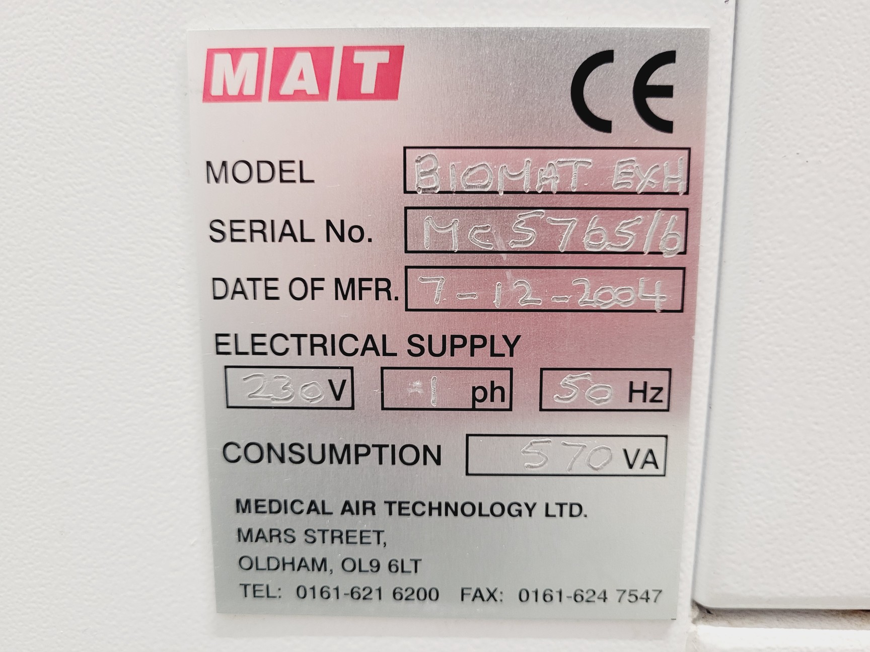 Image of BioMat 2 EXH Class ll Microbiological Safety Cabinet w/ Ducted Exhaust Faulty