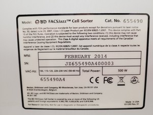 Thumbnail image of Beckton Dickinson BD FACSJazz Cell Sorter w/ Controller, PC, Sheath Vessels Lab