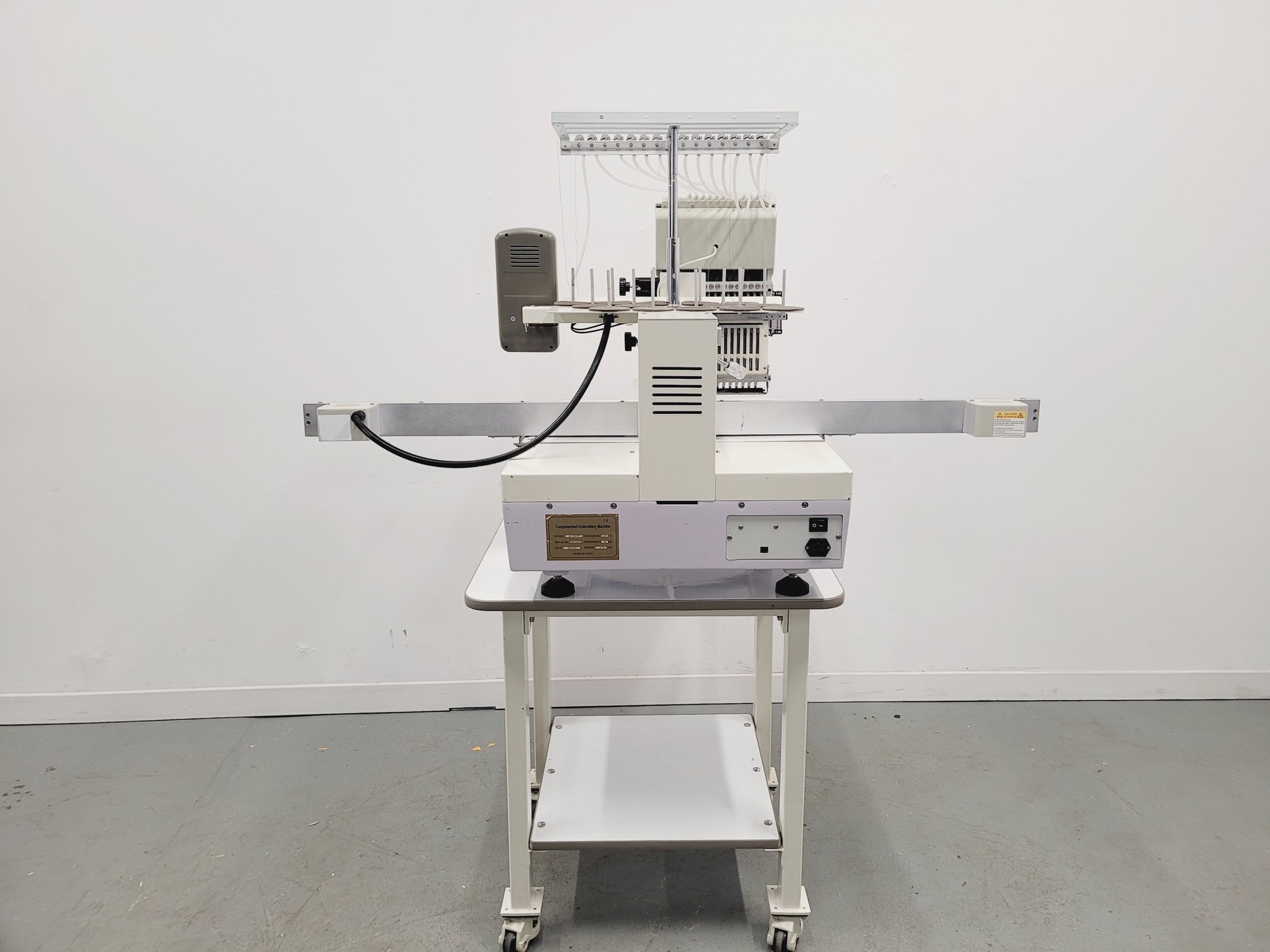 Image of Zoje ZJ-1501PT Single-Head Commercial Embroidery Machine On Stand 