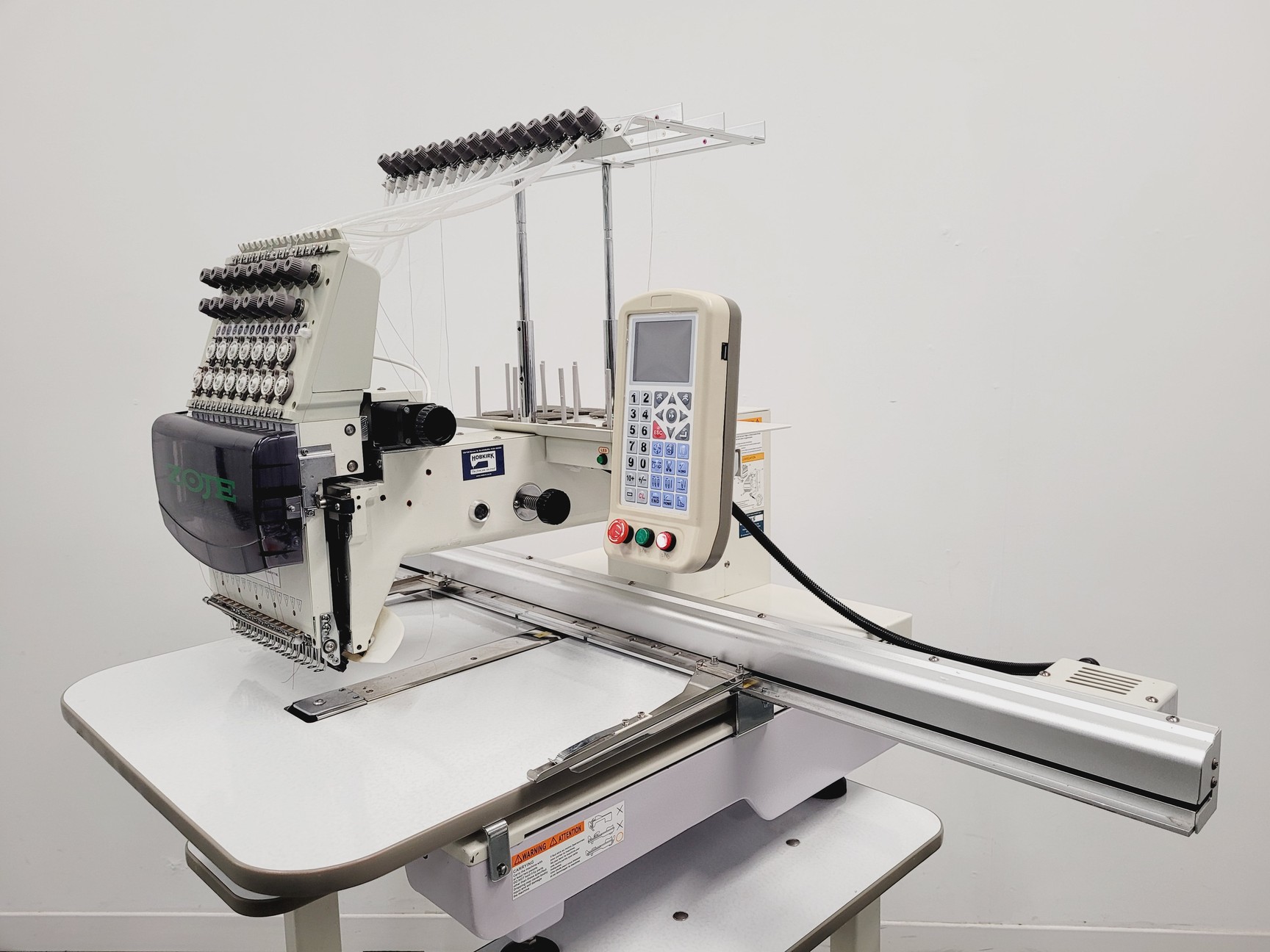 Image of Zoje ZJ-1501PT Single-Head Commercial Embroidery Machine On Stand 