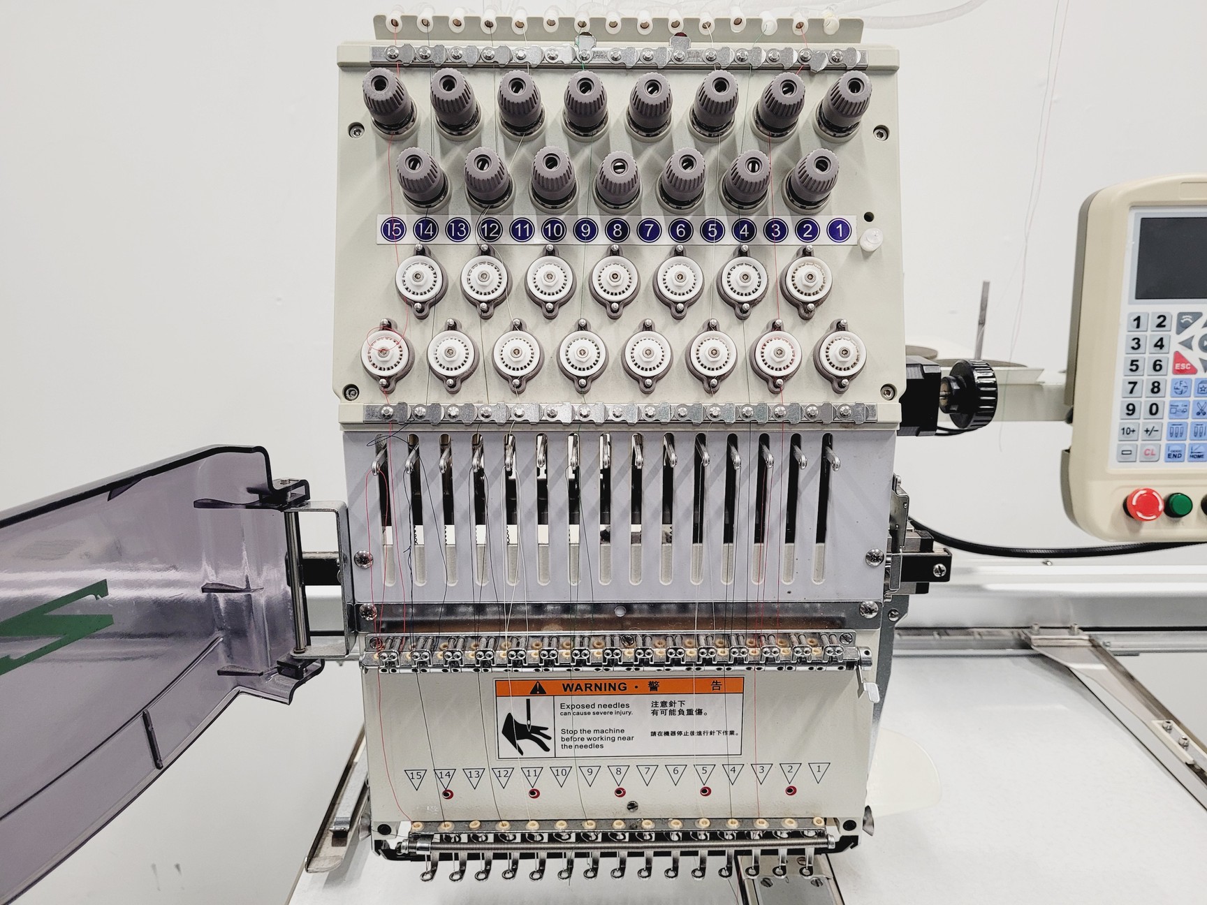 Image of Zoje ZJ-1501PT Single-Head Commercial Embroidery Machine On Stand 