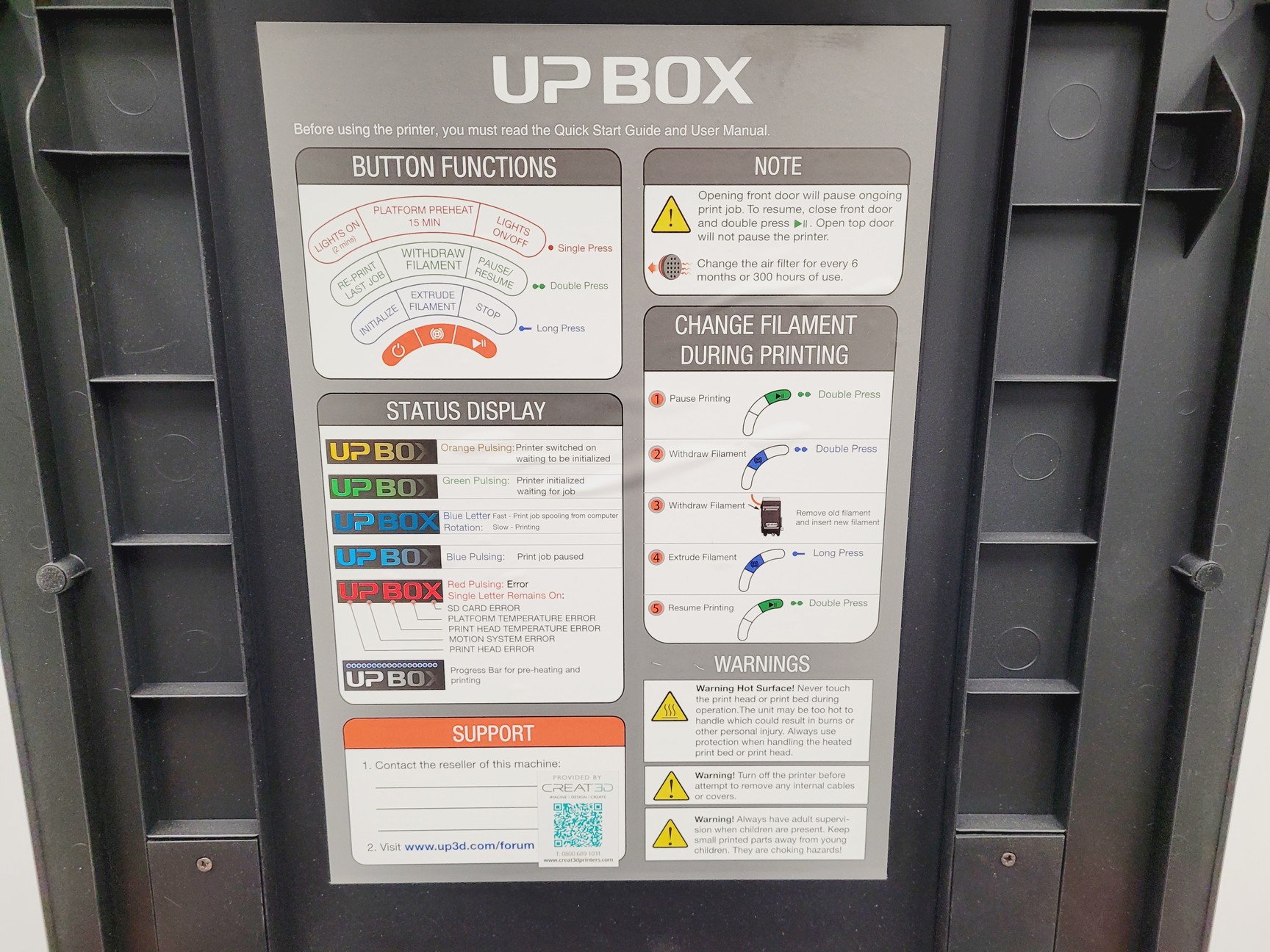 Image of UP BOX Tiertime 3D Printer Model 3DP-25-4A Spares/Repairs