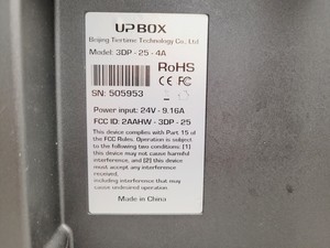 Thumbnail image of UP BOX Tiertime 3D Printer Model 3DP-25-4A Spares/Repairs