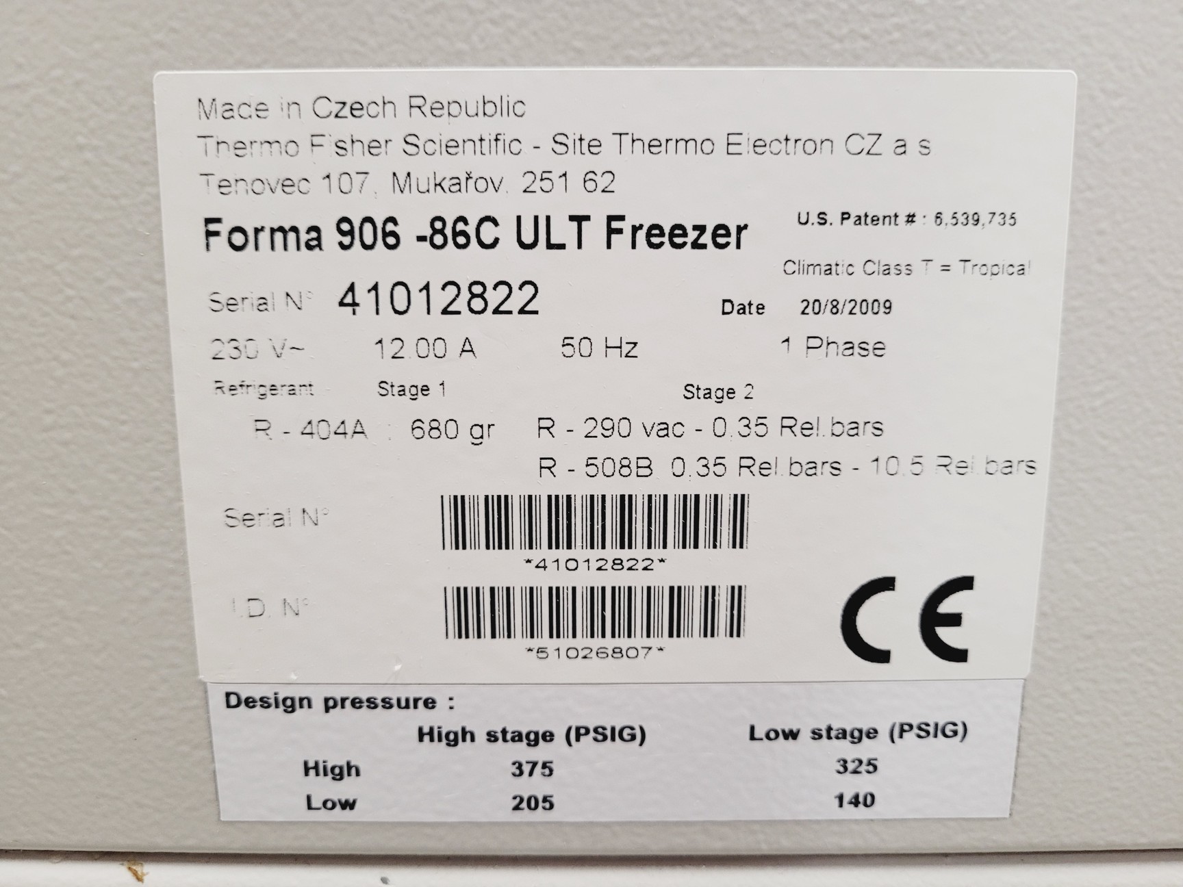 Image of Thermo Scientific Forma 900 Series Model NO. 906 ULT Laboratory Freezer