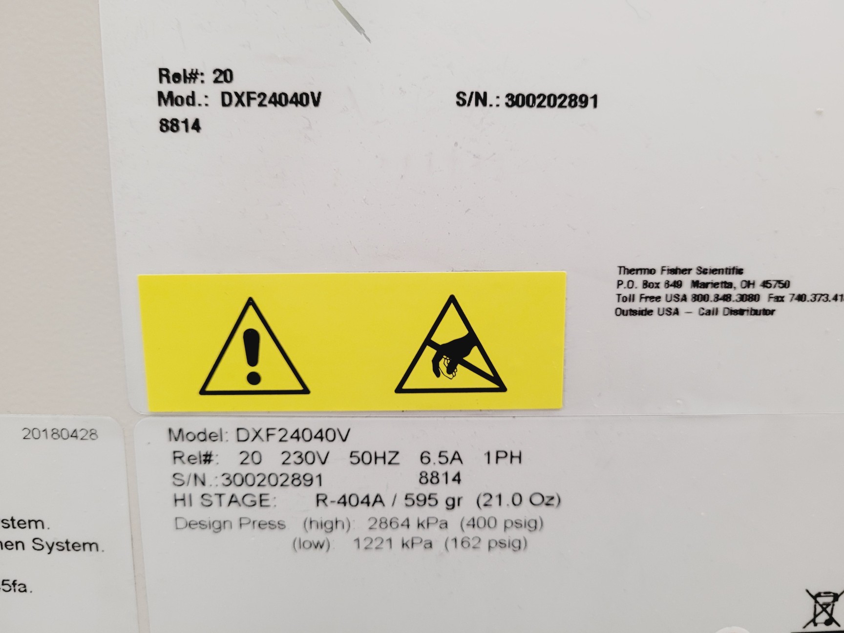 Image of Thermo Scientific Revco DXF Model DXF24040V Laboratory Freezer Lab Faulty