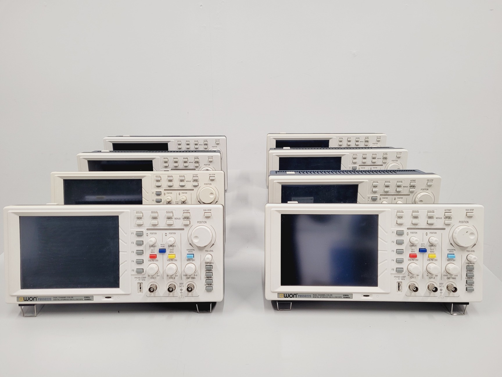 Image of Job Lot of 8 Owon PDS5022S Dual Channel Colour Digital Storage Oscilloscopes