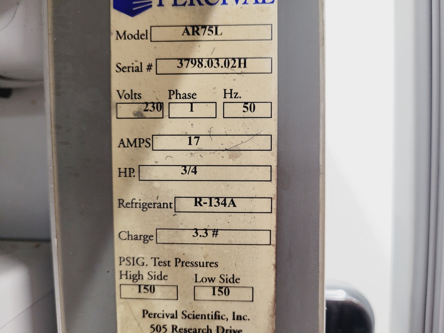 Image of Percival Model Type AR75L Growth Chamber 2- Tier Lab