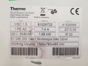 Thumbnail image of Thermo Scientific MSC-Advantage MSC 1.5 Class 2 Safety Cabinet with Stand Lab