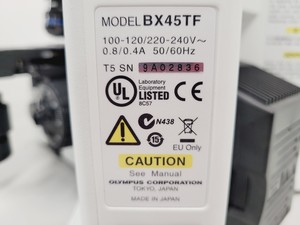 Thumbnail image of Olympus BX45TF Microscope Ww/ Camera Mount, Adapter & 5x Objective UPlan Apo Lab