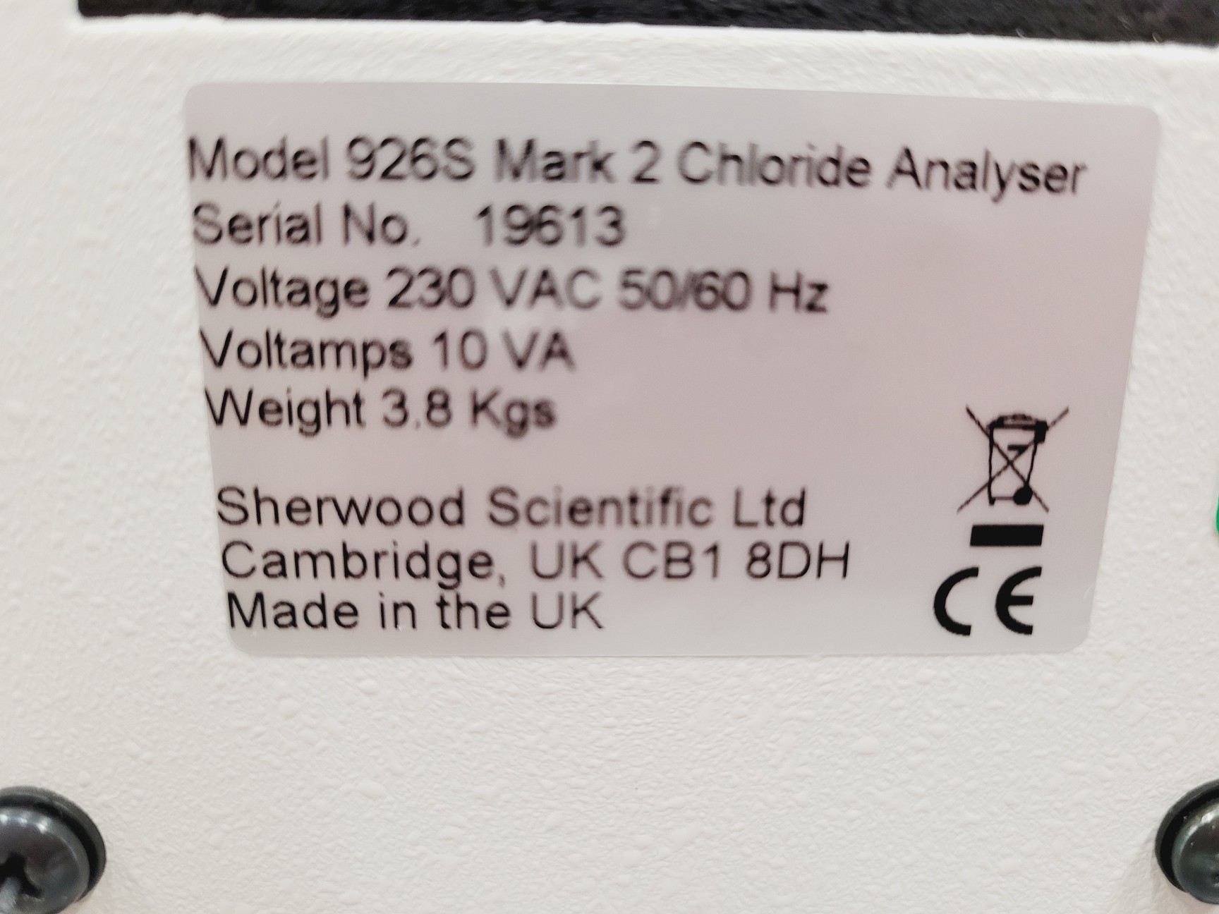 Image of Sherwood 926S Mark ll Chloride Analyser Lab