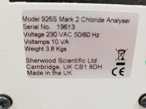 Thumbnail image of Sherwood 926S Mark ll Chloride Analyser Lab