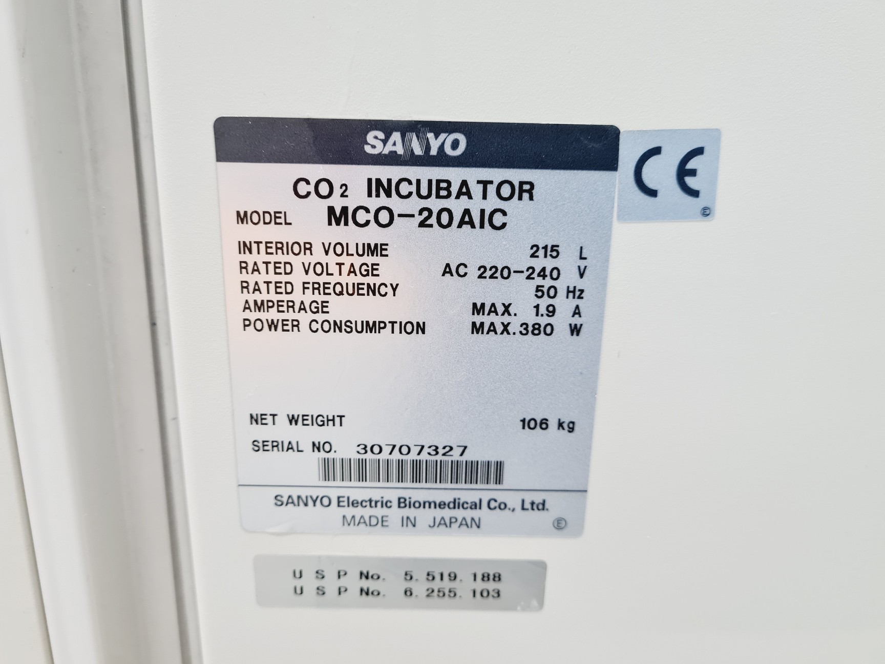 Image of Sanyo CO2 Incubator Model MCO-20AIC *Faulty CO2 Sensor* Lab