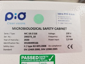 Thumbnail image of Iskra PIO 2020 Class ll Microbiological Safety Cabinet Type MC18-2 Stand Lab